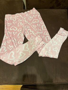 Cozy Pink Heart-Print Pajama Leggings